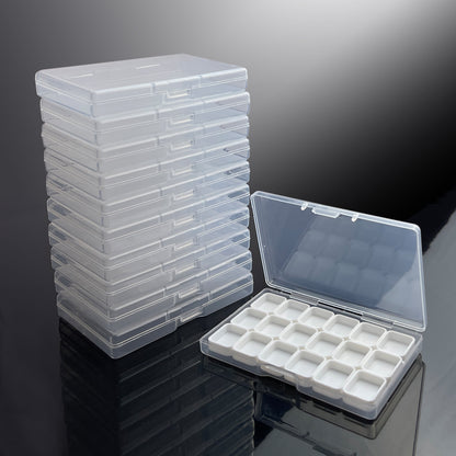 FCLUB 100Pcs Rectangular Empty Mini Clear Plastic Organizer Storage Box Containers with Hinged Lids for Small Items and Other Craft Projects