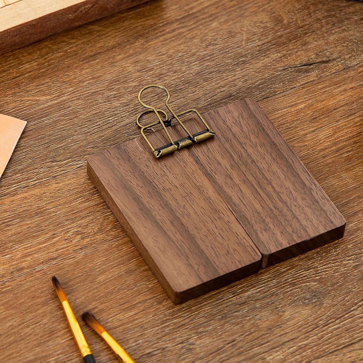 8 Grid Portable Wooden Sketchbook Palette, compact and portable for travel watercolor painting.