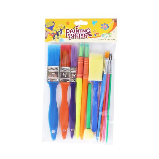Kids Sponge Paint Brush Set – 15pcs Toddler Art Brushes for Painting & Doodling, Creative Sponge & Nylon Brushes for Finger Paints, Washable Art Tools for Preschool & Kindergarten