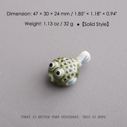Ceramic Pufferfish Chopstick Rests – 16pcs Solid Japanese Porcelain Holders | Cute Tableware & Kitchen Gift