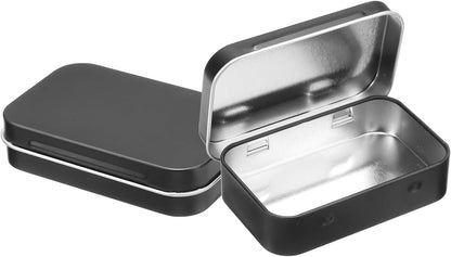 3.75 x 2.37 x 0.8 inches 100 Pcs Metal Hinged Tin Box Container Portable Small Storage Container Kit with Lid for Home Storage
