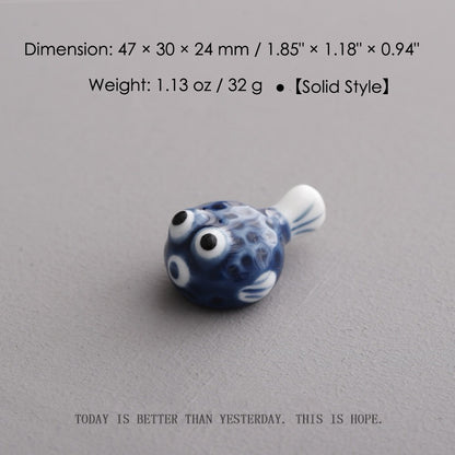 Ceramic Pufferfish Chopstick Rests – 16pcs Solid Japanese Porcelain Holders | Cute Tableware & Kitchen Gift
