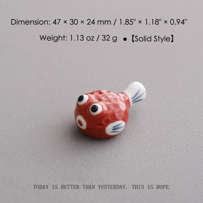 Ceramic Pufferfish Chopstick Rests – 16pcs Solid Japanese Porcelain Holders | Cute Tableware & Kitchen Gift