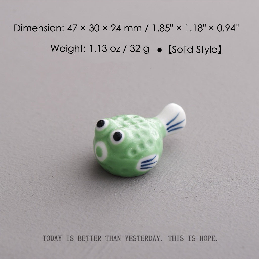 Ceramic Pufferfish Chopstick Rests – 16pcs Solid Japanese Porcelain Holders | Cute Tableware & Kitchen Gift