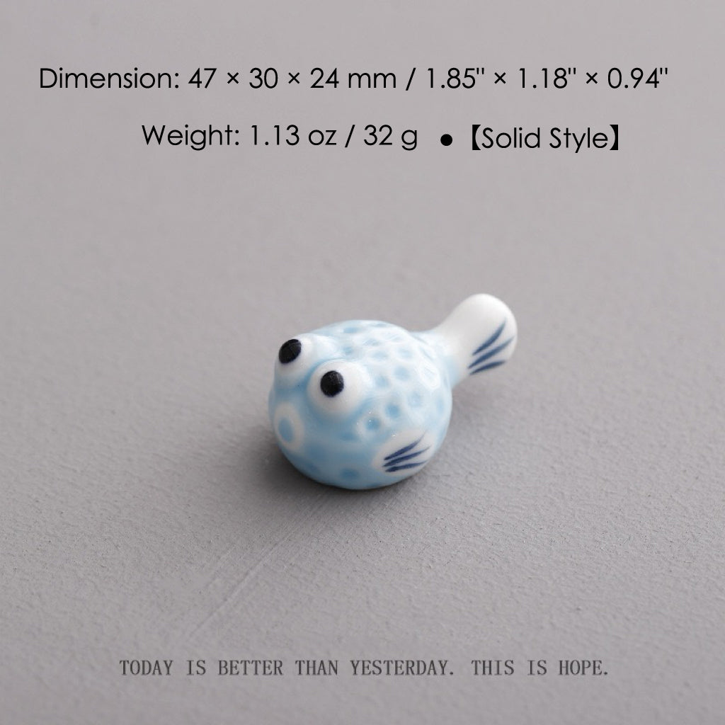 Ceramic Pufferfish Chopstick Rests – 16pcs Solid Japanese Porcelain Holders | Cute Tableware & Kitchen Gift