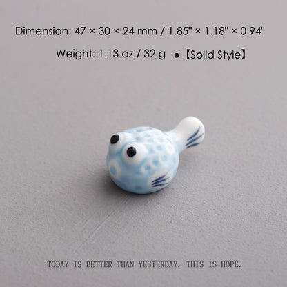 Ceramic Pufferfish Chopstick Rests – 16pcs Solid Japanese Porcelain Holders | Cute Tableware & Kitchen Gift