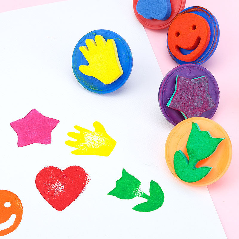 Children's Sponge Stamp Set for DIY Art, Cute EVA Foam Stamps for Kids, 6-Pack Colorful Patterns, Fun Educational Craft Tools, Easy to Use & Color, Boost Creativity