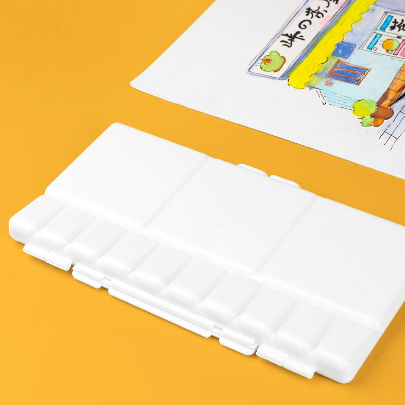 2Pcs Watercolor Palette Folding Paint Tray Plastic Painting Pallet with 25  Compartments, Thumbhole and Brush Holders, White – FCLUB Art Supply