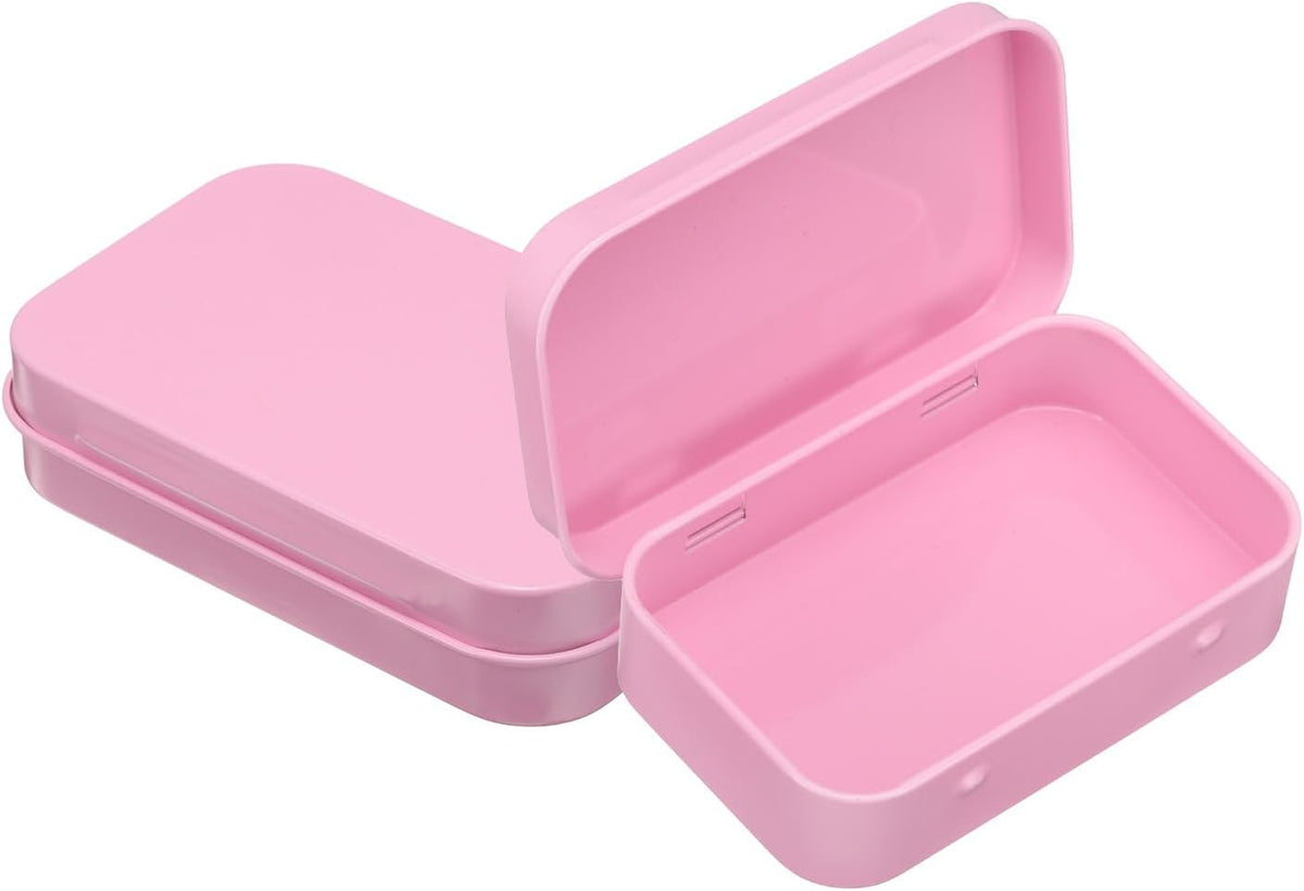 3.75 x 2.37 x 0.8 inches 100 Pcs Metal Hinged Tin Box Container Portable Small Storage Container Kit with Lid for Home Storage
