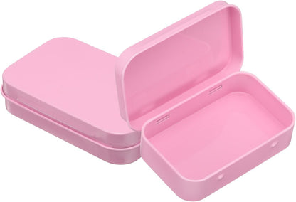 3.75 x 2.37 x 0.8 inches 100 Pcs Metal Hinged Tin Box Container Portable Small Storage Container Kit with Lid for Home Storage