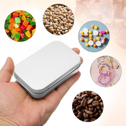 3.75 x 2.37 x 0.8 inches 100 Pcs Metal Hinged Tin Box Container Portable Small Storage Container Kit with Lid for Home Storage