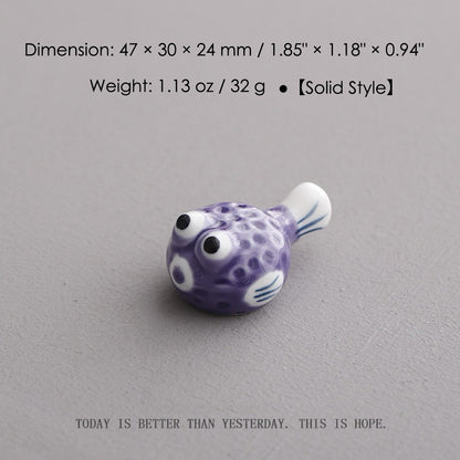 Ceramic Pufferfish Chopstick Rests – 16pcs Solid Japanese Porcelain Holders | Cute Tableware & Kitchen Gift