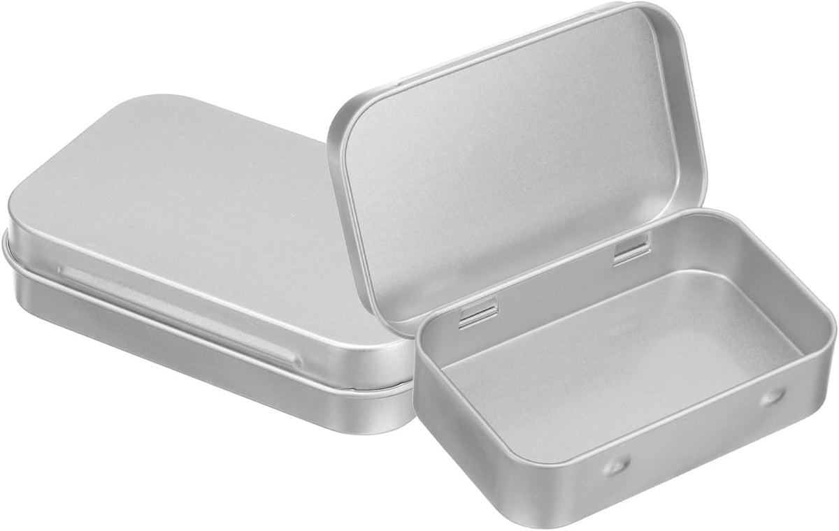 3.75 x 2.37 x 0.8 inches 100 Pcs Metal Hinged Tin Box Container Portable Small Storage Container Kit with Lid for Home Storage