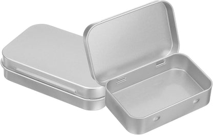 3.75 x 2.37 x 0.8 inches 100 Pcs Metal Hinged Tin Box Container Portable Small Storage Container Kit with Lid for Home Storage