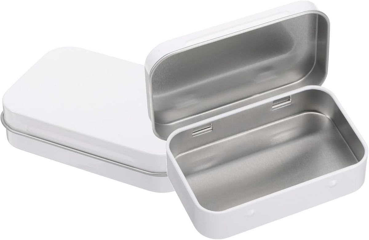 3.75 x 2.37 x 0.8 inches 100 Pcs Metal Hinged Tin Box Container Portable Small Storage Container Kit with Lid for Home Storage