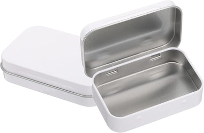 3.75 x 2.37 x 0.8 inches 100 Pcs Metal Hinged Tin Box Container Portable Small Storage Container Kit with Lid for Home Storage