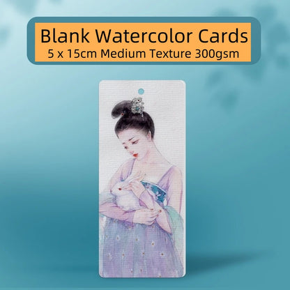 FCLUB 150 Sheets Watercolor Paper 140LB/300GSM - 5x15cm(1.97"x6'') | Cold Pressed Pure Wood Pulp for Painting Art Works Drawing Supplies