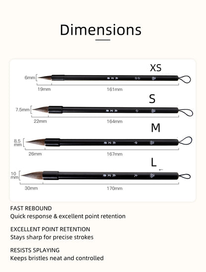 Watercolor brush with a sleek black wood handle and comfortable grip
