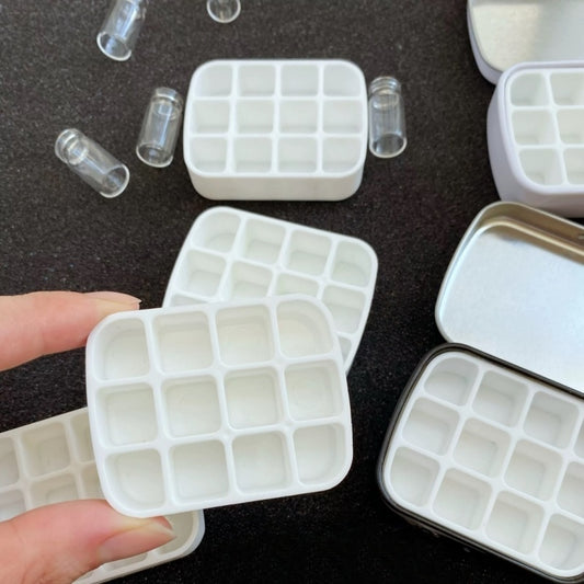 FCLUB 10Pcs 12-Wells Tiny Mini Portable Watercolor Palette Box, for Most Mint tin Boxes for Watercolor Paint Set Art Painting