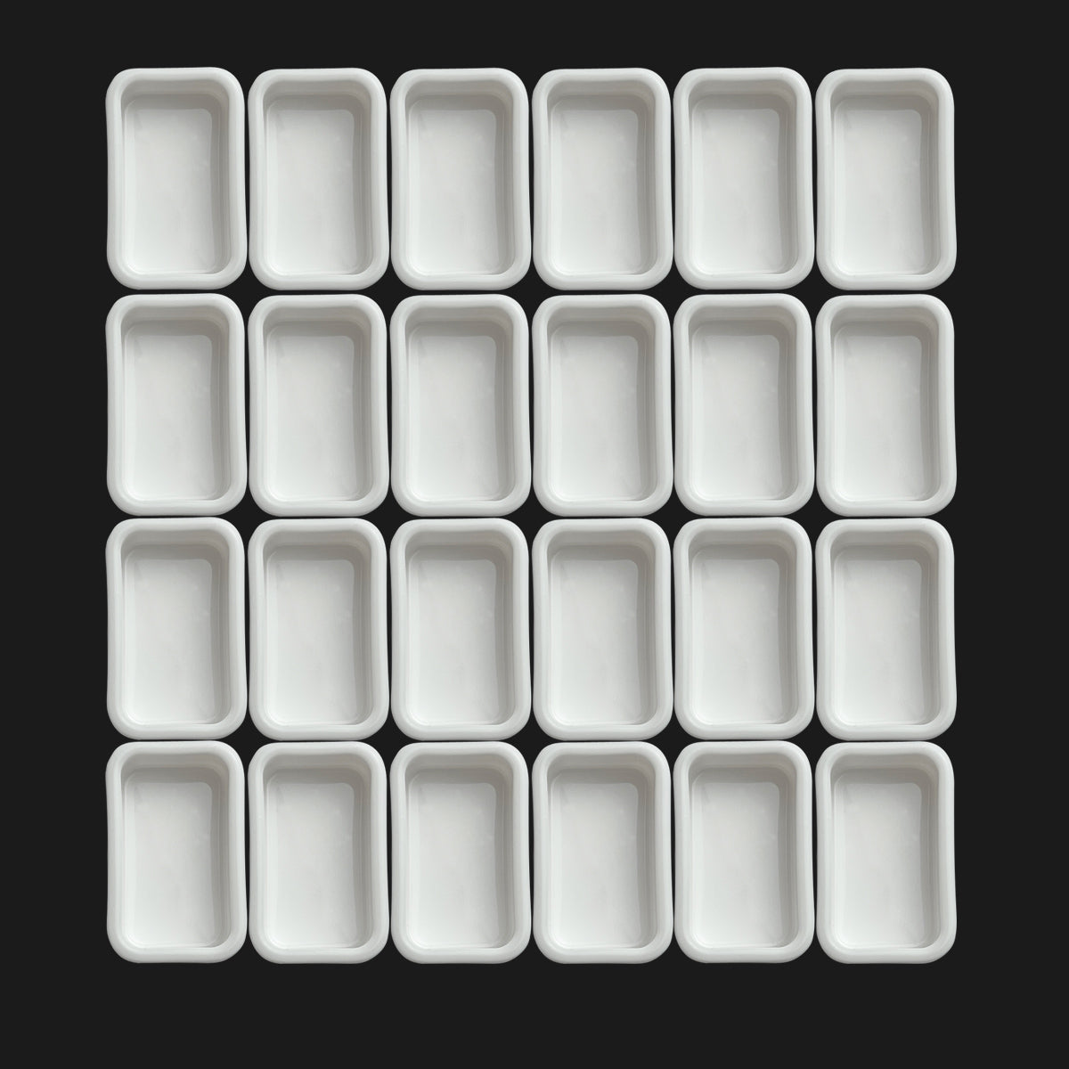 Ceramic full pans 3ml arranged in a row, empty watercolor paint containers for palettes and artist supplies
