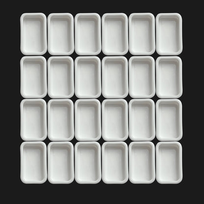 Ceramic full pans 3ml arranged in a row, empty watercolor paint containers for palettes and artist supplies