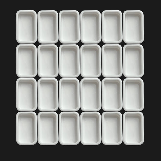 Ceramic full pans 3ml arranged in a row, empty watercolor paint containers for palettes and artist supplies