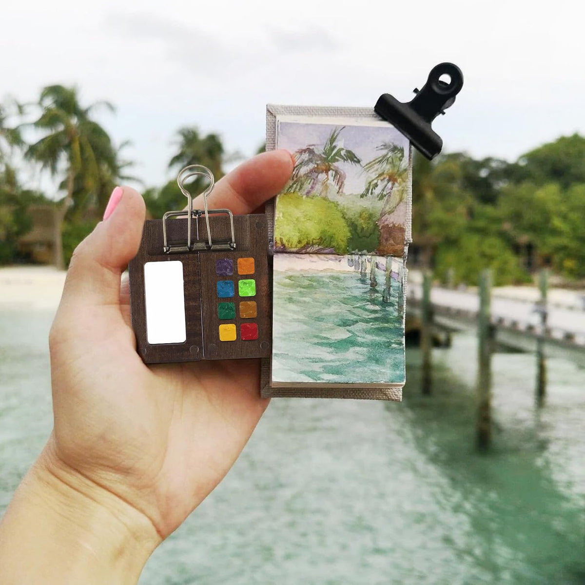 compact watercolor palette gift for artists, painters, and creative travelers