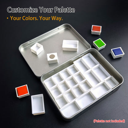 Customize your watercolor palette with magnetic half pans arranged in any color combination.