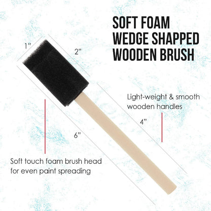 25Pcs Black Foam Paint Brushes – Wooden Handle Sponge Brushes for Kids DIY Painting, Doodling, and Early Learning Art, Washable & Reusable Art Tools for Crafts & School Projects