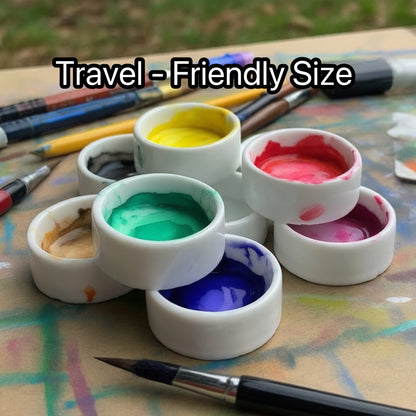 20Pcs Ceramic Watercolor Pan,2ML/3.8ML/5ML/8ML Round Pan for Watercolor, Small/ Large Ceramic Tray Palette for Watercolor Gouache Acrylic Oil Painting