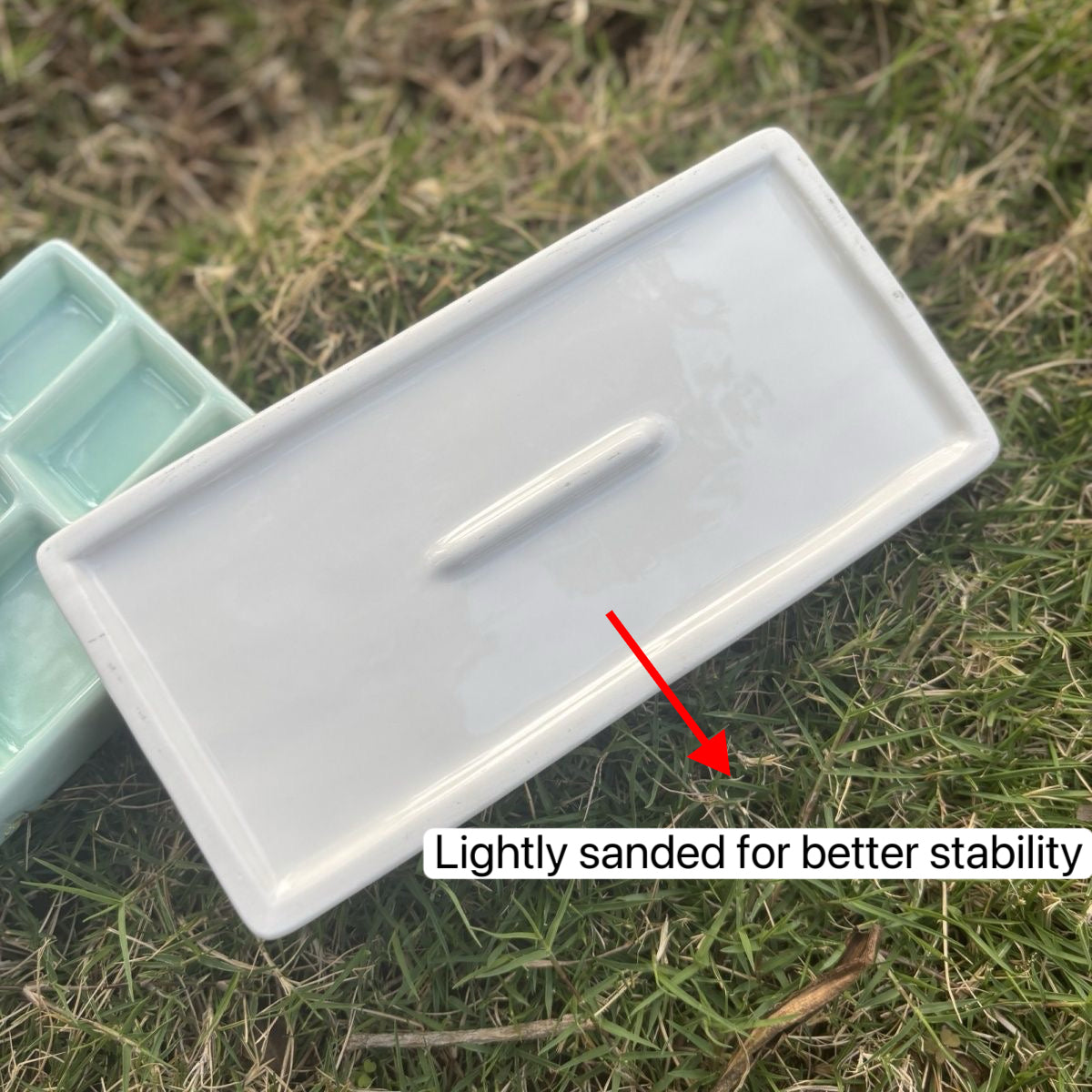 FCLUB Ceramic 9-Well Paint Palette Set – 6-4/5 × 3-1/3 Inch White Tray for Watercolor, Gouache, Acrylic, Oil & Crafts