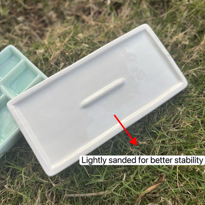 FCLUB Ceramic 9-Well Paint Palette Set – 6-4/5 × 3-1/3 Inch White Tray for Watercolor, Gouache, Acrylic, Oil & Crafts