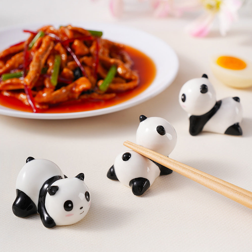 9pcs Ceramic Panda Chopstick Rests – Japanese Style Porcelain Holders for Chopsticks, Spoons & Forks | Cute Panda Tableware & Gift Set