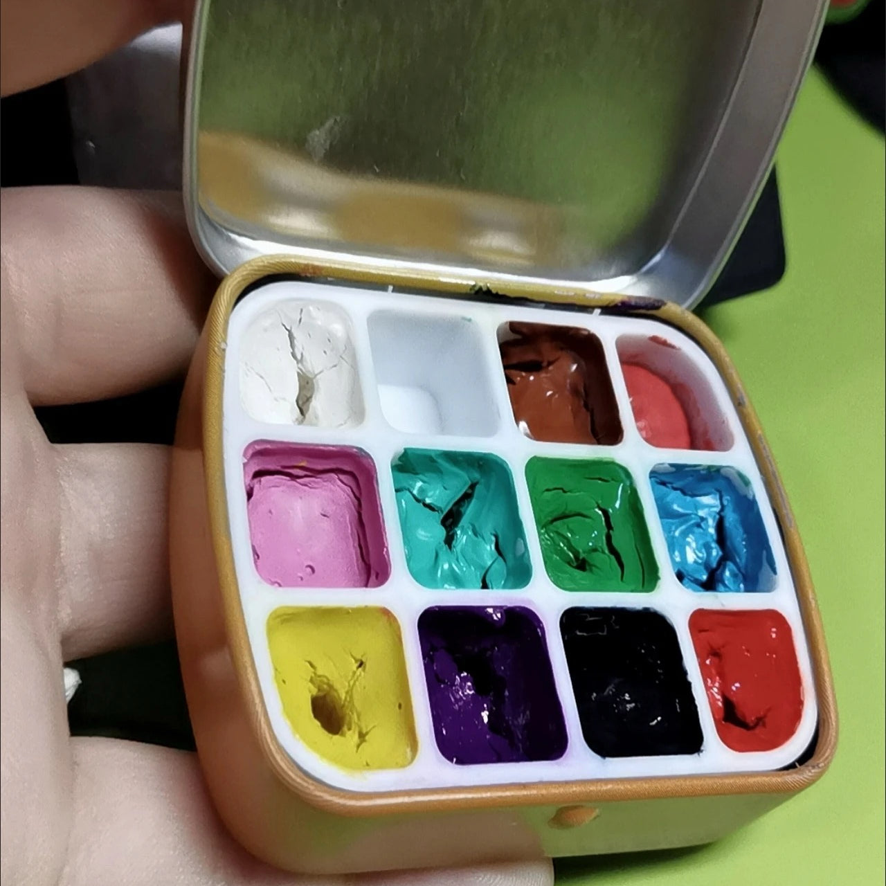 100Pcs 1.6ml 12-Well Mini Watercolor Palette – Travel Paint Tray | Portable Mixing Palette for Watercolor, Gouache, Acrylic, Oil Paint | Fits Mint Tin Box