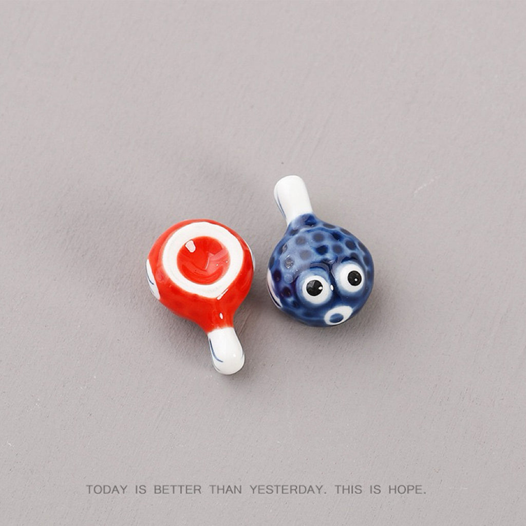 Ceramic Pufferfish Chopstick Rests – 16pcs Solid Japanese Porcelain Holders | Cute Tableware & Kitchen Gift