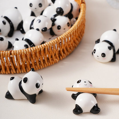 9pcs Ceramic Panda Chopstick Rests – Japanese Style Porcelain Holders for Chopsticks, Spoons & Forks | Cute Panda Tableware & Gift Set