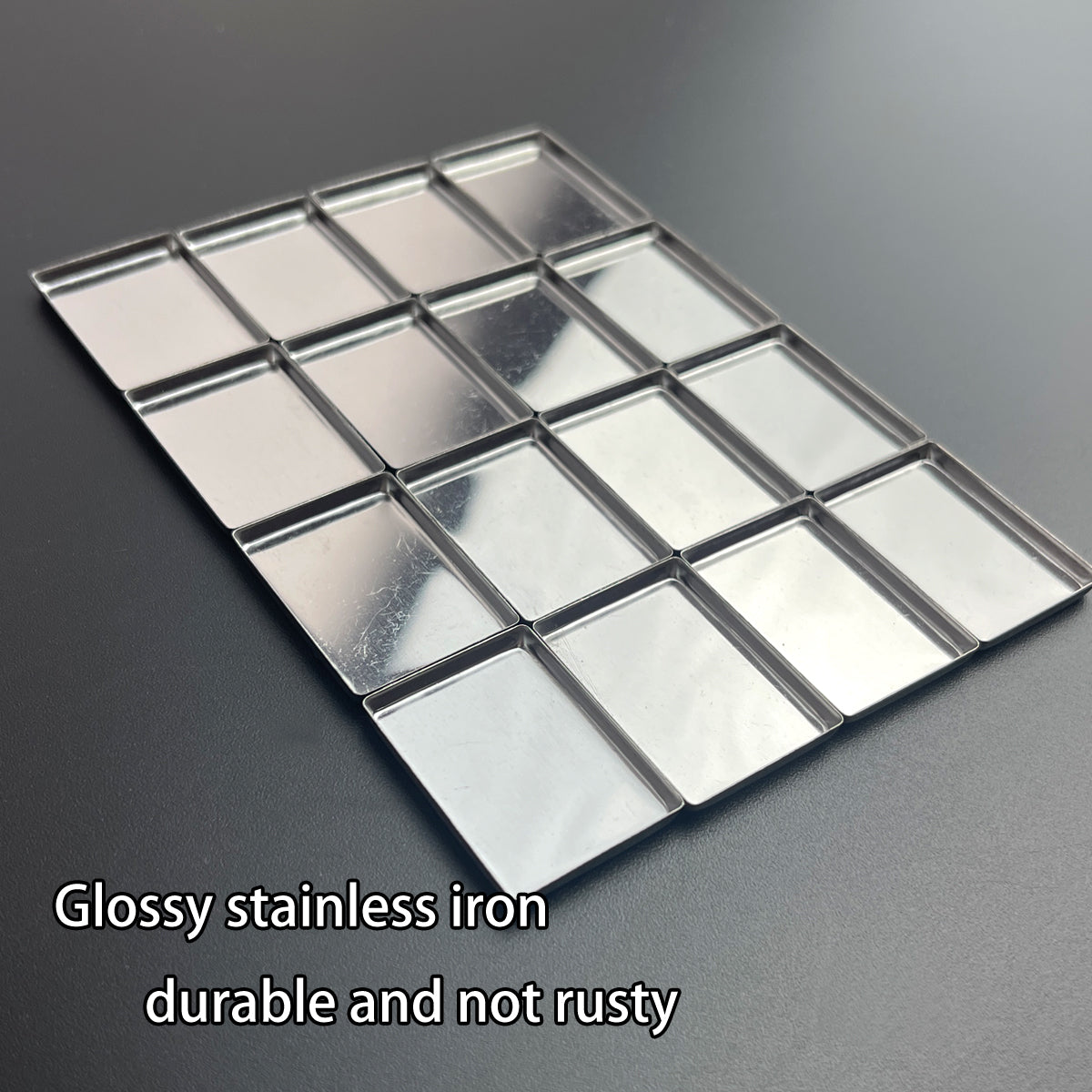 Empty rectangle metal pan for DIY makeup, eyeshadow, or watercolor paint