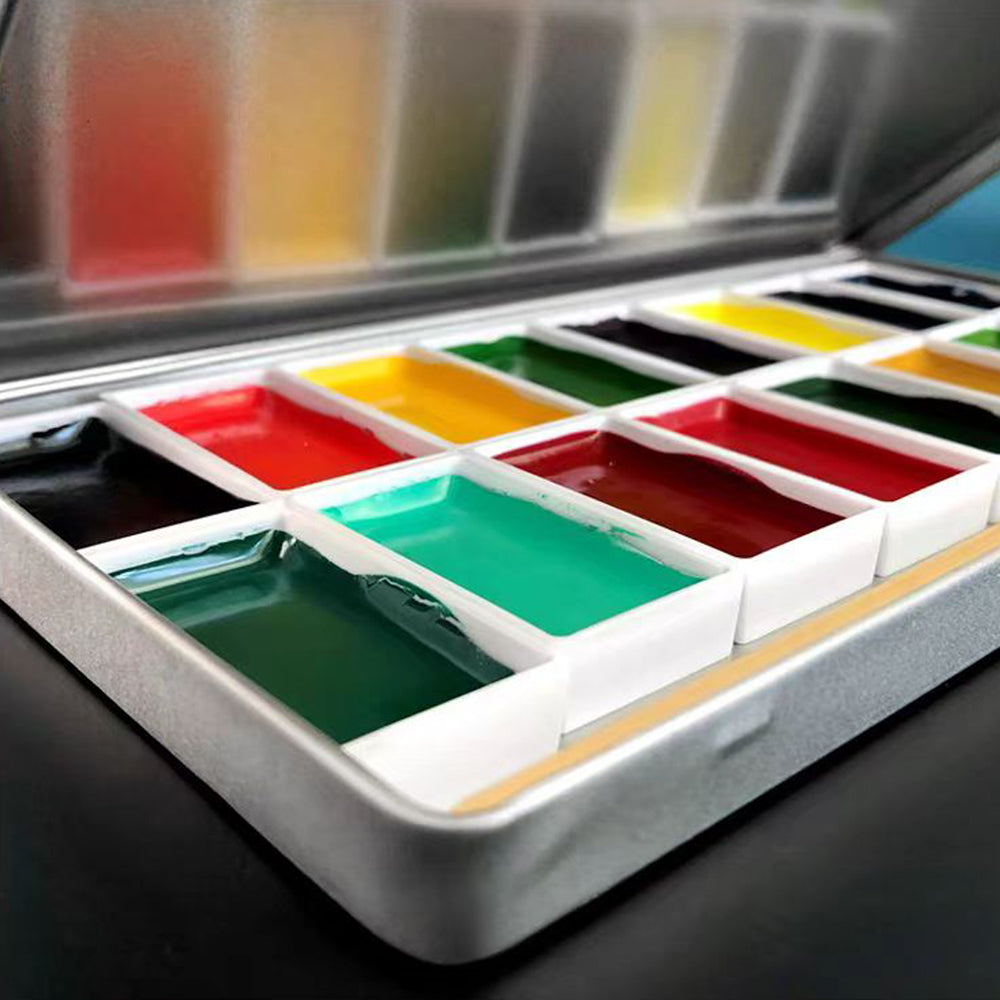 Storage Box for 24-Color White Night or 18-Color Kuretake Gansai – Fits Postcards, Envelopes, Paint Boxes – Idea for Watercolor Pans, Paint Sets, Watercolor Artists and Craft Enthusiasts