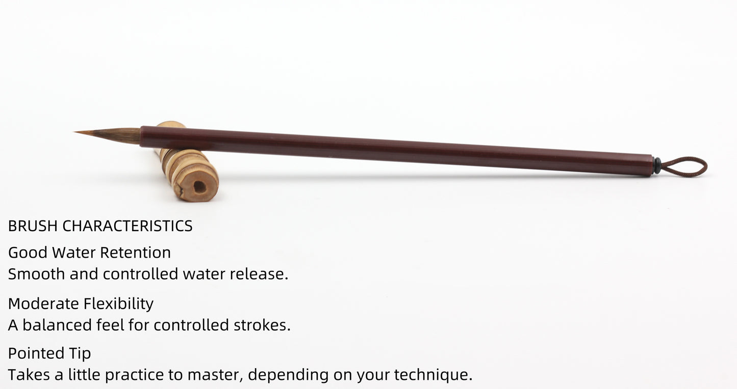 Fine detail Gongbi brush with a pointed tip for precise strokes and coloring