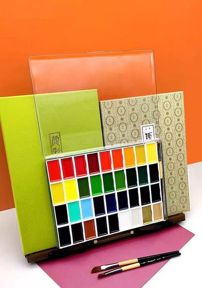 36-Color Gansai Watercolor Storage Box – Transparent Organizer Case Compatible with Kuretake, Kissho & Boku-Undo