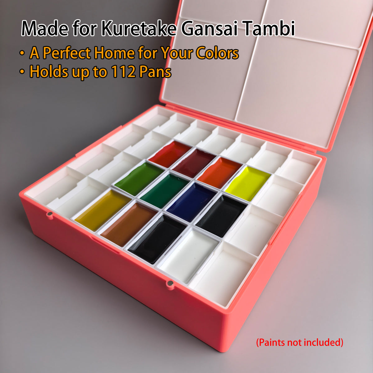 Kuretake Gansai Tambi paint pans fitted inside a modular watercolor palette organizer