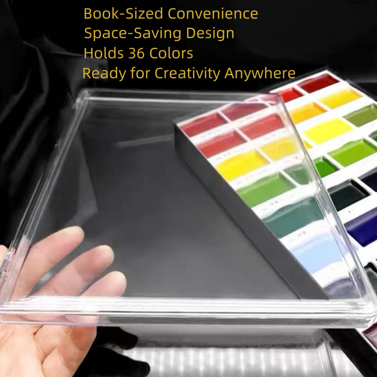 36-Color Gansai Watercolor Storage Box – Transparent Organizer Case Compatible with Kuretake, Kissho & Boku-Undo