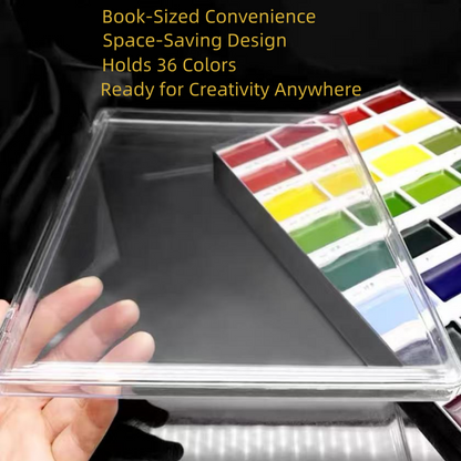 36-Color Gansai Watercolor Storage Box – Transparent Organizer Case Compatible with Kuretake, Kissho & Boku-Undo