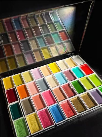 36-Color Gansai Watercolor Storage Box – Transparent Organizer Case Compatible with Kuretake, Kissho & Boku-Undo