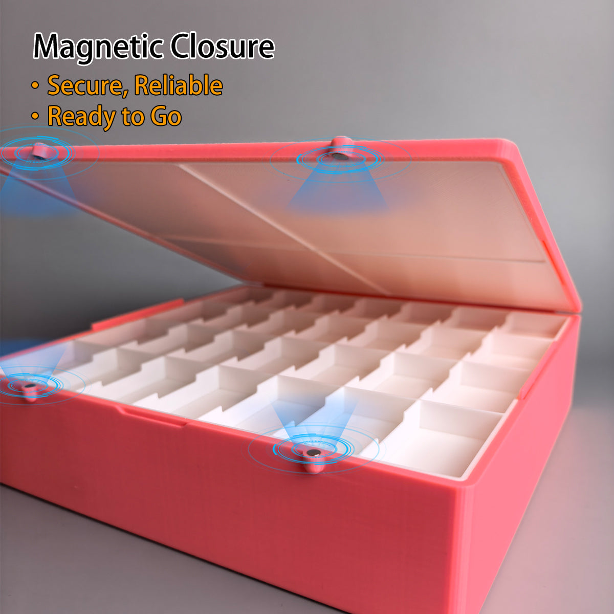 Watercolor palette with magnetic closure lid for secure paint pan storage and easy transport