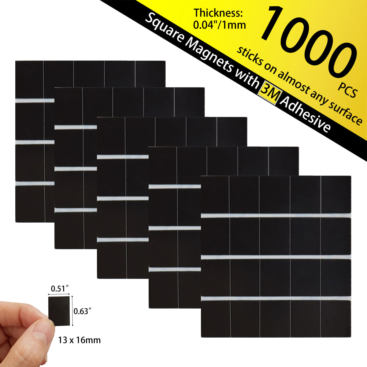 1000pcs mini 16x13mm self adhesive magnets – perfect for labeling, crafts, watercolor pans, and small art projects
