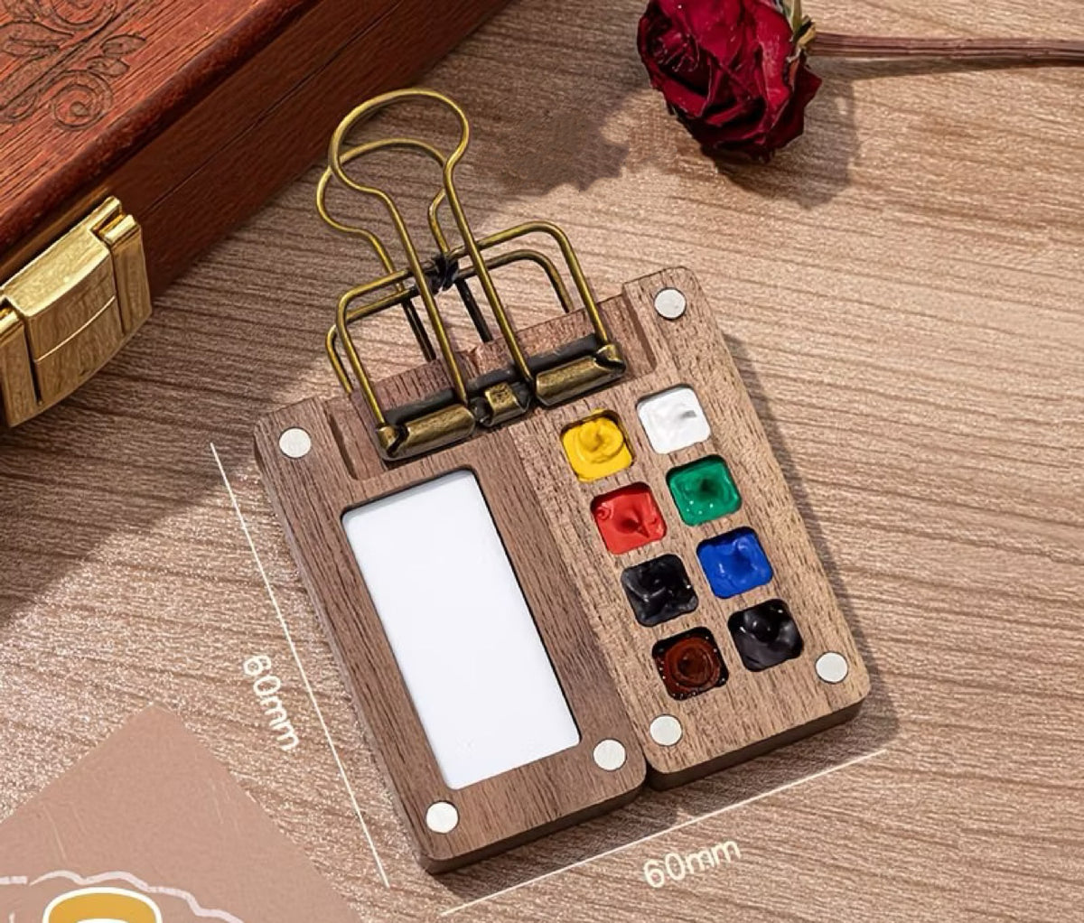 mini watercolor paint box with 8 grid compartments for watercolor and gouache paints