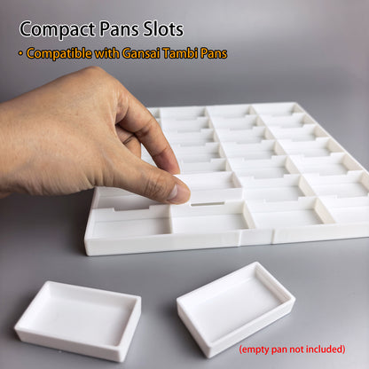 Watercolor pan palette with individual secure slots to organize paint pans neatly
