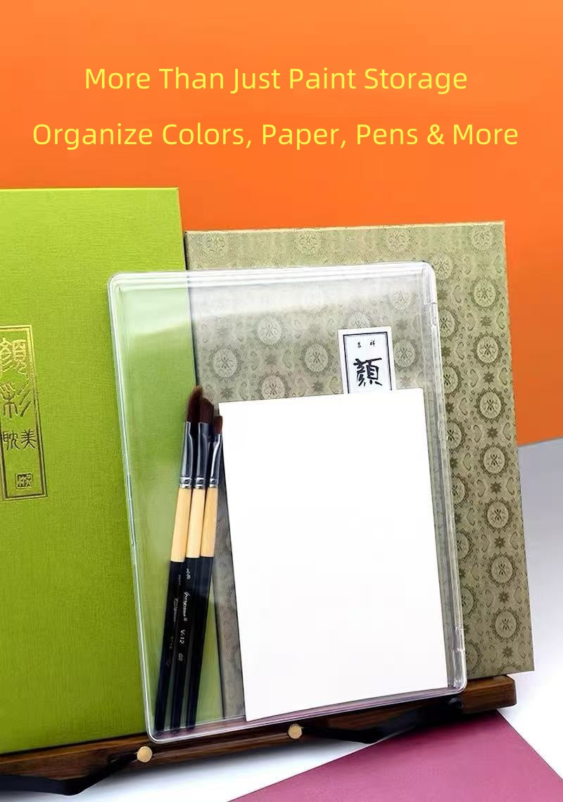36-Color Gansai Watercolor Storage Box – Transparent Organizer Case Compatible with Kuretake, Kissho & Boku-Undo