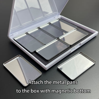 Large rectangle metal pans fitted inside magnetic watercolor palette – refillable and perfect for portable kits